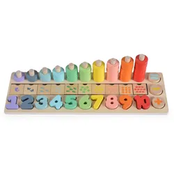 Moni Kinder Lern-Set 2052 Holz, Stapeln, zählen, 89 teilig, rechnen, plus, minus bunt