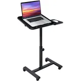 Seville Classics Mobiler Stehpult mit Beistelltisch Laptoptisch, Metall, schwarz 66 x 40.6 x 101.6 cm