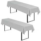 Teruntrue 2 Stück Biertischdecke 250x100cm, Tischdecke Biertisch für Für Biertische mit Einer Breite von 50 cm und Einer Breite von 70 cm (Grau)