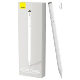 Baseus Glatter Schreibstift mit LED-Anzeigen (Aktiv+Passiv) Weiß
