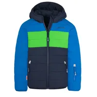 TROLLKIDS Ski-/ Snowboardjacke Hafjell PRO Skijacke, Marineblau/Mittelblau/Grün, Größe 110