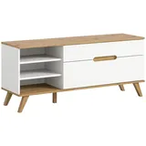 inn.furn Hygge TV-Lowboard 140x60x40 cm Weiß/Eiche Holzwerkstoff/Metall