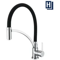 aihom Küchenarmatur,Wasserhahn Küche Schwarz,Silikon in Lebensmittelqualität Küche Armatur Spüle Mischbatterie, Einhebel Spültischarmatur schwarz 39.5 cm