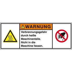 Aufkleber I Produktsicherheitsschild Warnung Verbrennungsgefahr, RoHS konform, Folie, 200x75mm, ISO 3864-2