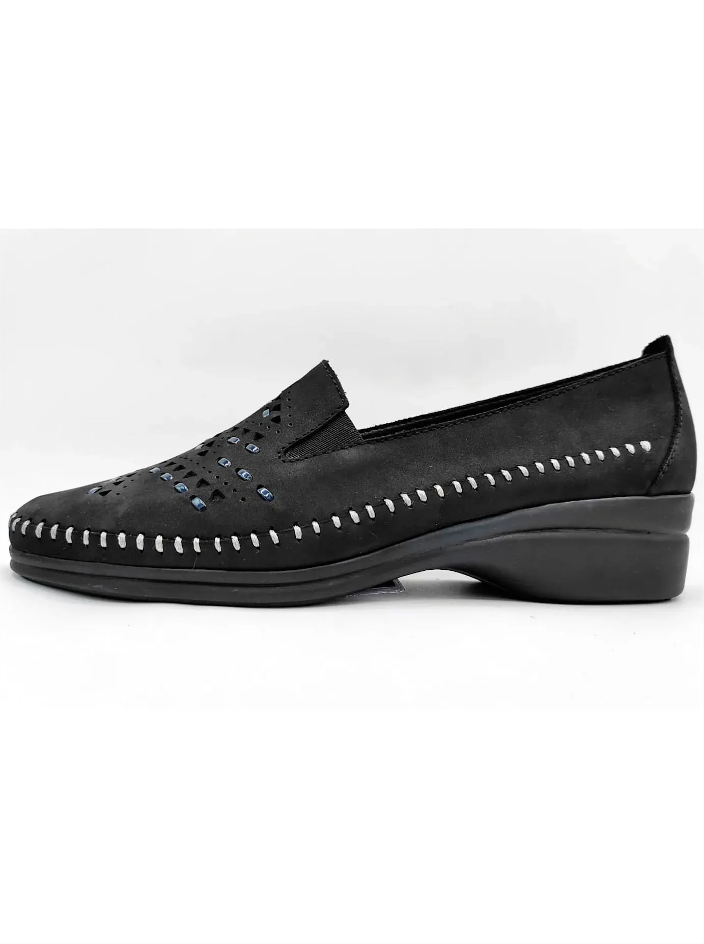 Slipper, Damen, Gr. 38, schwarz, Veloursleder, Schuhe Slipper