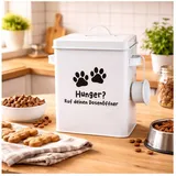 Hti-Living Vorratsdose Tierfutter mit Dosierlöffel 1-tlg. weiß