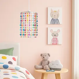 ETC Shop Kinder Hänge Decken Lampe FERNBEDIENUNG Kristall Leuchte dimmbar im Set inkl. RGB LED Leuchtmittel