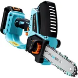 PTLPUWER Mini Kettensäge mit Akku, Kleine Akku Kettensäge Elektrische Astsäge Einhand Gehölzschneider Handkettensäge 6 Zoll Handsäge Bürstenloser Chainsaw mit 2 Akku für Gartenscheren Astschere