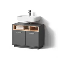 Livinity® Waschbeckenunterschrank, Anthrazit, Holzwerkstoff, 3 Fächer, Rechteckig, 80x64x40 cm,