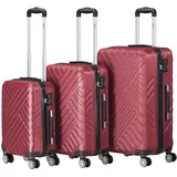 Zelsius Koffer Set 3 Stück, Rot | ABS Hartschalenkoffer mit Zahlenschloss, Doppelrollen und Innen Trennwand | Handgepäckkoffer, Hartschalenkoffer Set 3 teilig, Trolley, Koffer Groß, Luggage Set