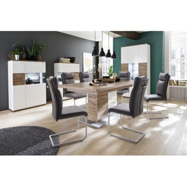 MCA Furniture Esstisch Luzern - Sterling Oak / Weiß, Hochglanz