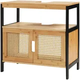 [en.casa] Waschbeckenunterschrank Tervola 60x60x35 cm Schwarz/Bambus