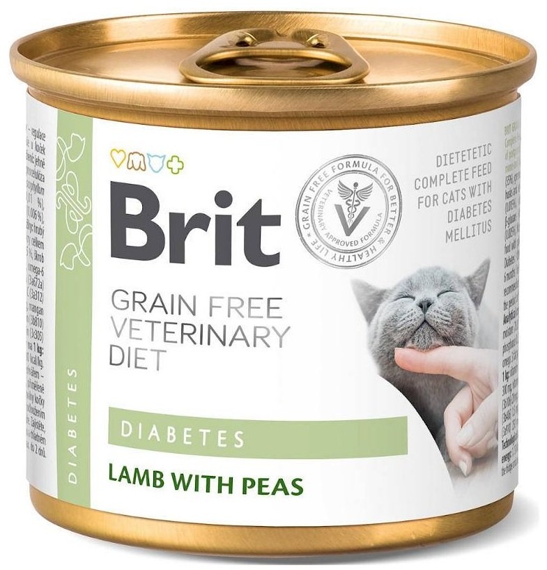 BRIT Veterinary Diet Diabetes Lamb&Pea für Diabetes mellitus für Katzen 12x200g