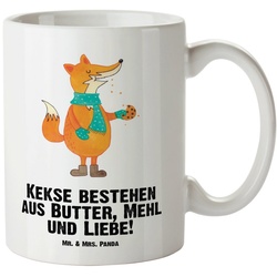 Mr. & Mrs. Panda Tasse Fuchs Keks – Weiß – Geschenk, Grosse Kaffeetasse, Weihnachtsliebe, We, XL Tasse Keramik weiß