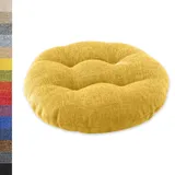 Lsjoaw Sitzkissen Rund 45cm 1 Stück Bodenkissen Rund Sitzpolster Stuhlauflage Sitzpolster Stuhlkissen Polster Auflage für Wohnzimmer Büro Konferenzraum Leinenimitat (Gelb)