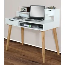 vogl möbelfabrik Sekretär Emil, Beine Massivholz, mit griffloser Optik, Made in Germany weiß