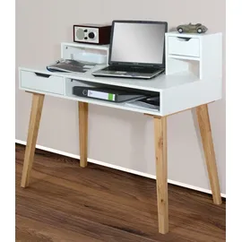 vogl möbelfabrik Sekretär Emil, Beine Massivholz, mit griffloser Optik, Made in Germany weiß