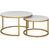 Vicco Couchtisch Montreal Weiß Gold 77 x 40 cm Wohnzimmertisch 2er-Set