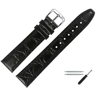 MARBURGER Uhrenarmband 14mm Leder Kroko (Caiman) Prägung schwarz|silberfarben