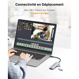 NOVOO 5-in-1 USB-C-Hub, Adapter USB C auf HDMI 4K, Aufladen 100 W PD, USB-C auf USB x 3, USB C Adapter Multiport, kompatibel mit MacBook Air MacBook Pro Chromebook