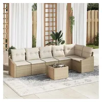 vidaXL Garten Essgruppe 7-tlg. Beige/Creme