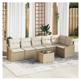 vidaXL Garten Essgruppe 7-tlg. Beige/Creme