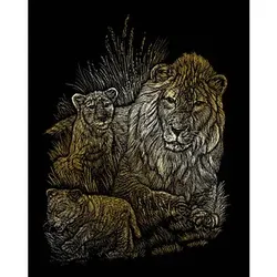 PRACHT Creatives Kratzbild Löwe mit Jungen gold 4016490820031 PRACHT Creatives