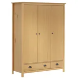 furnicato Kleiderschrank mit 3 Türen Hill 127x50x170cm Massivholz Kiefer (1-St) braun