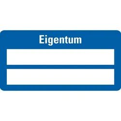 Aufkleber I Inventaretikett Eigentum, blau, Dokumentenfolie, selbstklebend, 60x30mm, 9/Bogen