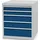 Bedrunka & Hirth Schubladenschrank H819xB705xT736mm lichtgrau/signalblau 5 Schubl.Vollauszug