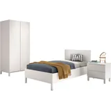 Vipack "Set best. aus Einzelbett 90/200, Nachtkonsole, Kleiderschrank 2-trg.", weiß, ohne Matratze, B/H: 90cm x 200cm, Schlafzimmermöbel-Sets, in gradlinigem Design, pflegeleichte lackierte Oberfläche in Weiß