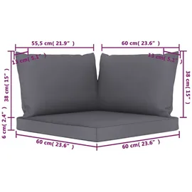 vidaXL Palettenkissen 3-tlg. anthrazit