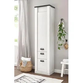 furn.design Bad Hochschrank weiß Pinie anthrazit Badschrank 51 x 201cm - Weiß, Dunkelgrau