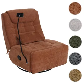 Mendler Relaxsessel HWC-P92 Chenille 82 x 96 x 82 cm Orange mit Liegeposition