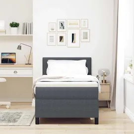 vidaXL Boxspringbett 90 x 200 cm Dunkelgrau/Weiß