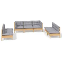 vidaXL Garten-Lounge-Set 7-tlg. grau Kiefer