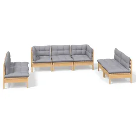 vidaXL Garten-Lounge-Set 7-tlg. grau Kiefer