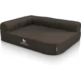 Knuffelwuff Eck Hundebett Marlie Orthopädisch Velours XL 100 x 70cm Lehne Links Schwarz