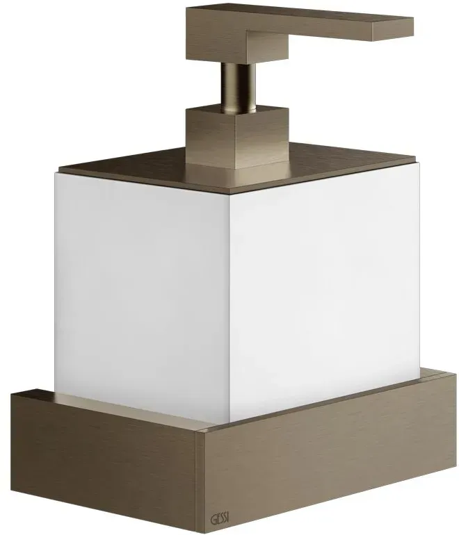 Gessi Rettangolo Wand-Seifenspender Behälter weiß - Coffee bronze gebürstet PVD