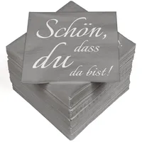 heku 100 Servietten, 3-lagig, 33x33cm, Schön dass du da bist I Saugstark und praktisch verpacktI Ideal für besondere Anlässe