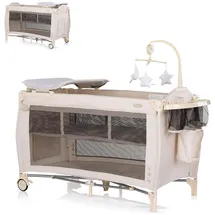 Chipolino Reisebett Bella 2 Ebenen seitlicher Eingang Musikmobile Wickelauflage creme