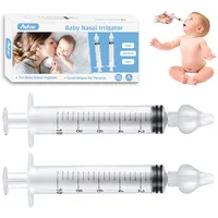 Aufisi Nasenspritze Baby, 2 Stück Nasenspüler Wiederverwendbare, Nasendusche Kinder 10ml Tragbares, Nasenspülung mit Silikon Nasensaugspitze, Hochwertigen Nasenspülset Sicherer und Komfortabel