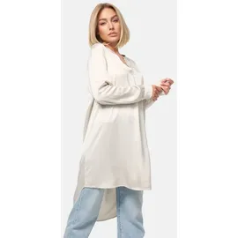 pm selected Elegante Satin Light Oversize Business Long Bluse Beige Einheitsgröße