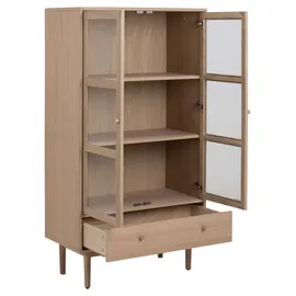 Actona GROUP "Aston", weiß (weiß pigmentiert eiche), B:80cm H:144,8cm T:40cm, Schränke, Vitrine, Schrank, 2 Glastüren, 2 Einlegeböden, 1 Schublade, Eiche Furnier