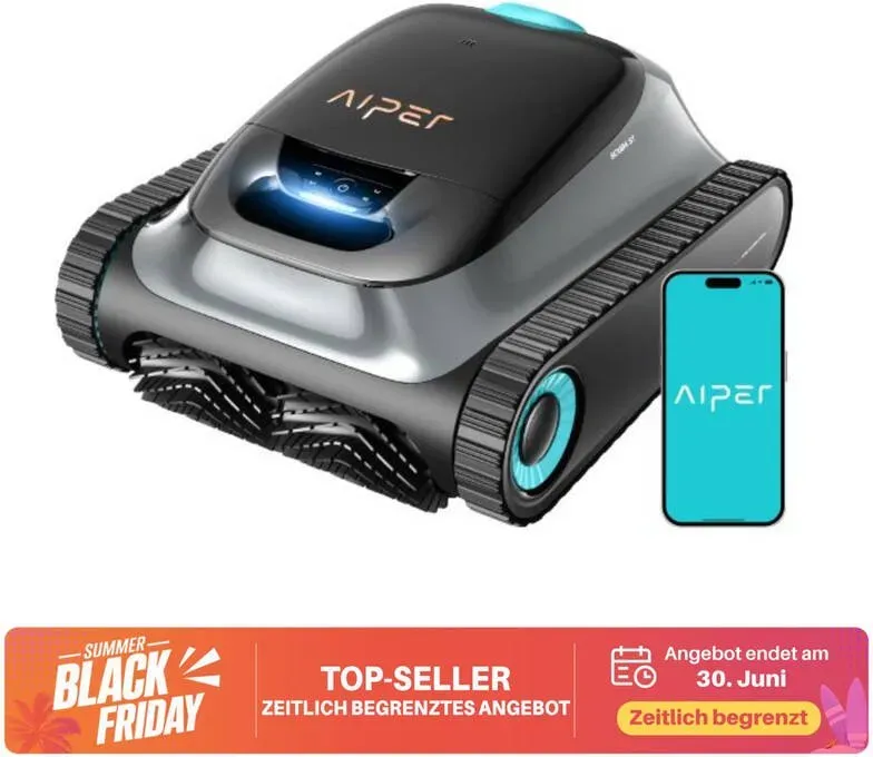 [Sommerangebote - 449 € mit kostenlosem Lieferung am nächsten Tag] Aiper Scuba S1 Poolroboter für Boden und Wand, Wasserlinienreinigung, doppelte Filtration, 270 min Laufzeit, intelligente Navigation, App-Steuerung und OTA-Updates für eingelassene und aufgestellte Pools, neue Upgrade-Version