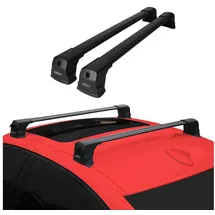 Omac Dachträger Grundtäger kompatibel mit BMW 2 Gran Coupe F44 2019-2024 Aluminium 75kg Schwarz 2tlg Fixpunkte für Fahrradträger, Dachboxen, Skiträger Abschließbar