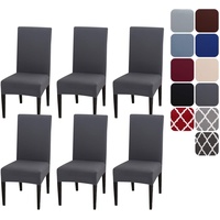 Aisprts Stuhlhussen 6er Set Stretch Stuhlhussen für Esszimmerstühle, Abnehmbarer Waschbarer Stühle Schutz Dekoration Stuhlbezug für Haus, Küche, Hotel, Restaurant, Hochzeit, Party, 6er Pack, Grau