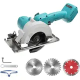 Kompatible Mini-akku-kreissäge Für Makita 18v-akkus, Mit 3-teiligem 5-zoll-sägeblatt, Bürstenlosem Kupfermotor, 0–45° Gehrungswinkel/40 Mm Schnitttiefe, Zum Schneiden Von Holz (akku Nicht Im Lieferumf