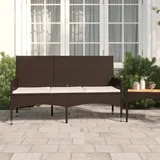 Rantry Gartenbank 3-Sitzer mit Kissen Sitzbank mit Rückenlehne Rattanbank Terrassenbank Möbel Parkbank SitzbankGartenmöbel Balkonmöbel Braun Poly Rattan