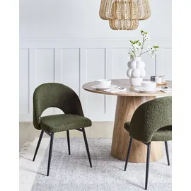 Beliani Esszimmerstuhl 2er Set ONAGA Bouclé Dunkelgrün
